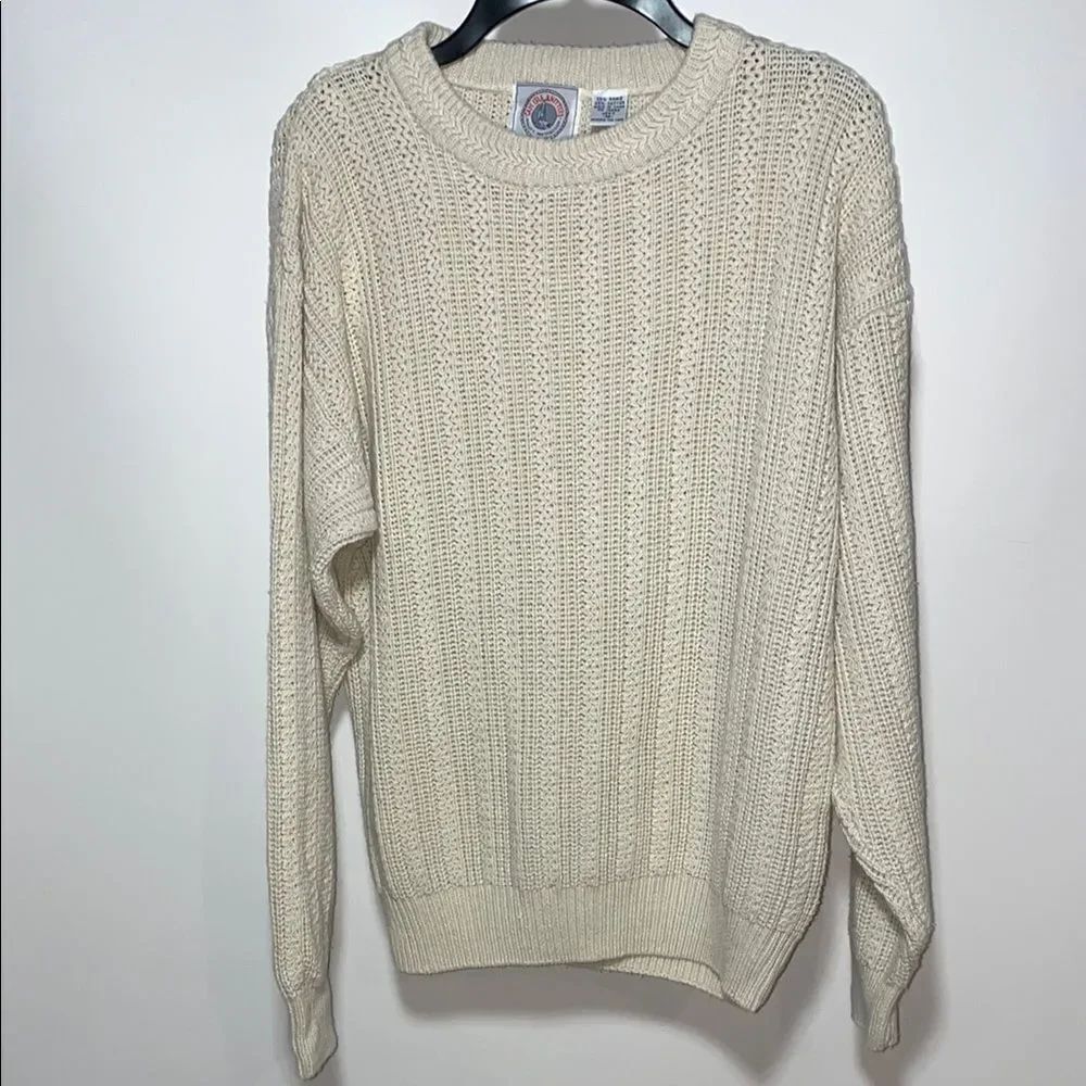 Cream Crewneck Sweater with Textured Knit